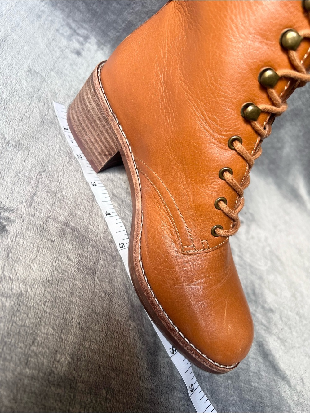 Madewell The Patti Lace-Up Ankle Boots Sz 5 English Saddle Leather Soft Brown - Picture 11 of 16
